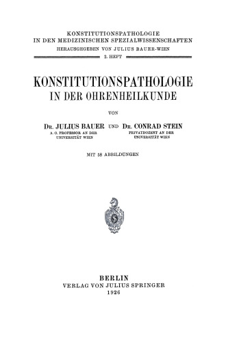 Konstitutionspathologie in der Ohrenheilkunde