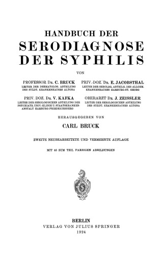 Handbuch der Serodiagnose der Syphilis