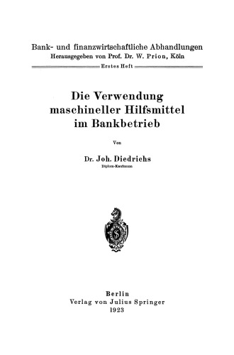 Die Verwendung maschineller Hilfsmittel im Bankbetrieb