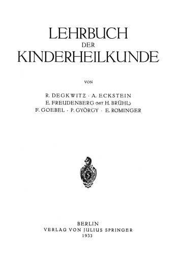 Lehrbuch der Kinderheilkunde