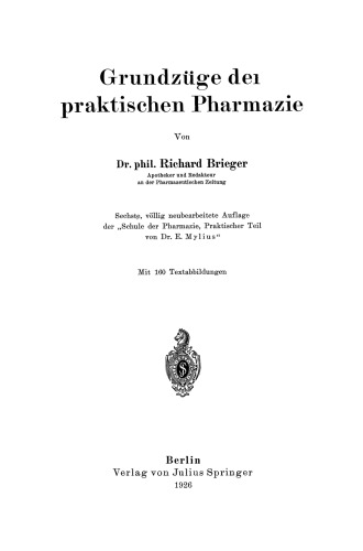 Grundzüge der praktischen Pharmazie