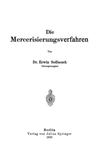 Die Mercerisierungsverfahren