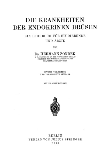 Die Krankheiten der Endokrinen Drüsen: Ein Lehrbuch für Studierende und Ärzte