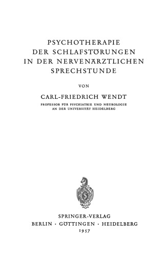 Psychotherapie der Schlafstörungen in der Nervenärztlichen Sprechstunde