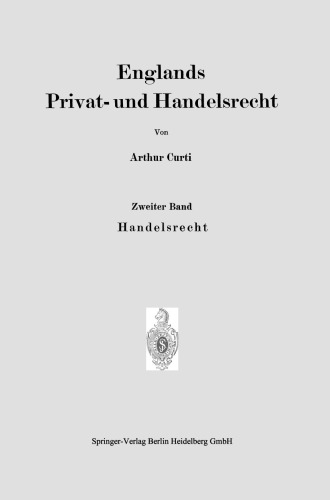 Englands Privat- und Handelsrecht: Zweiter Band Handelsrecht