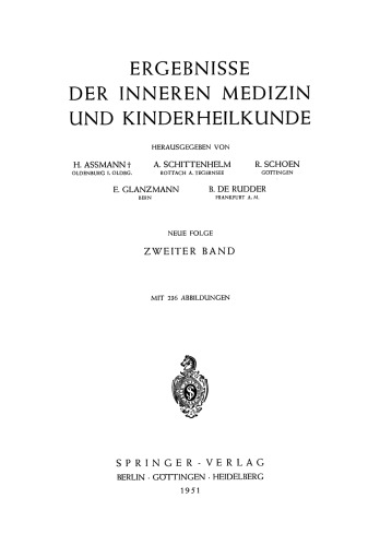 Ergebnisse der Inneren Medizin und Kinderheilkunde