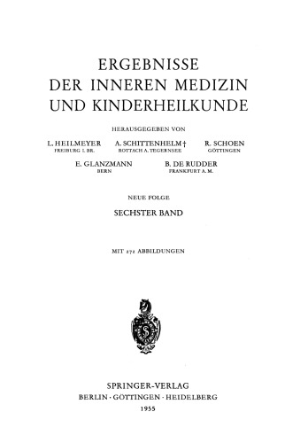 Ergebnisse der Inneren Medizin und Kinderheilkunde: Neue Folge