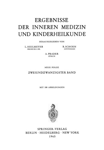 Ergebnisse der Inneren Medizin und Kinderheilkunde