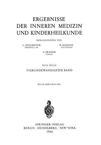 Ergebnisse der Inneren Medizin und Kinderheilkunde