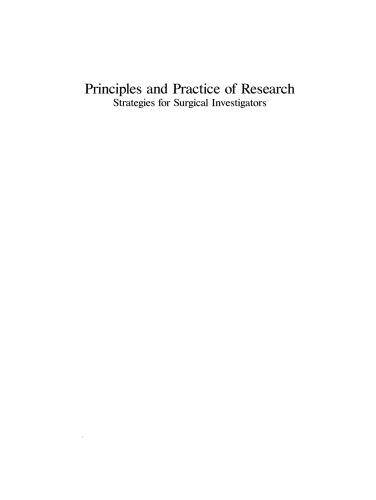 Principles and Practice of Research: Strategies for Surgical Investigators