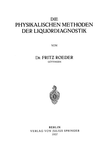 Die Physikalischen Methoden der Liquordiagnostik