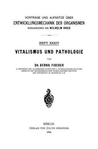 Vitalismus und Pathologie