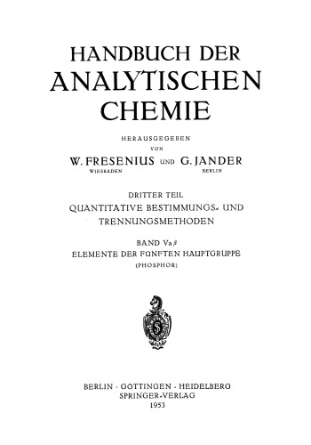Elemente der Fünften Hauptgruppe: Phosphor Bestimmung der Phosphorsäure im Biologischen Material