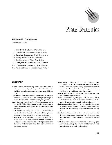 Solid earth geophysics 475-489 Plate Tectonics