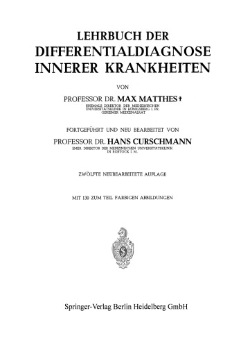 Lehrbuch der Differentialdiagnose Innerer Krankheiten