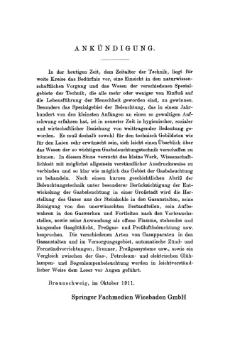 Die Leuchtgaserzeugung und die Moderne Gasbeleuchtung (Pressgasbeleuchtung Usw.)