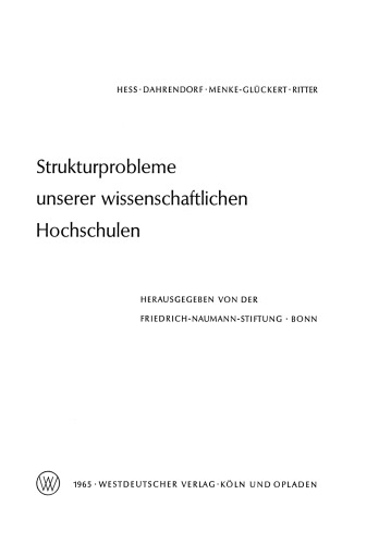 Strukturprobleme unserer wissenschaftlichen Hochschulen