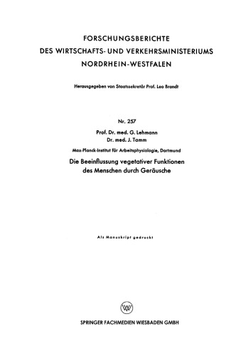 Die Beeinflussung vegetativer Funktionen des Menschen durch Geräusche