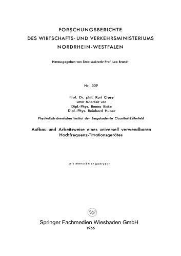 Aufbau und Arbeitsweise eines universell verwendbaren Hochfrequenz-Titrationsgerätes