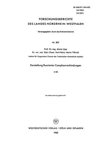 Darstellung fluorierter Camphanverbindungen