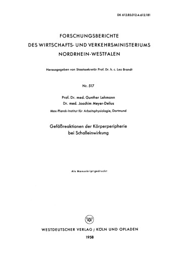 Gefäßreaktionen der Körperperipherie bei Schalleinwirkung