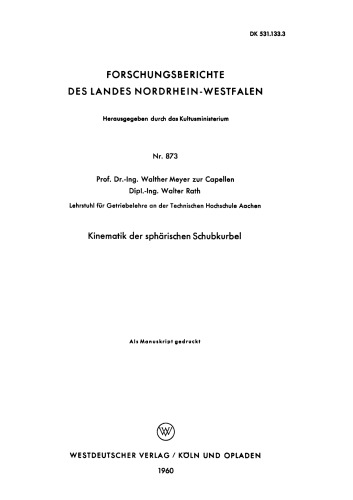 Kinematik der sphärischen Schubkurbel