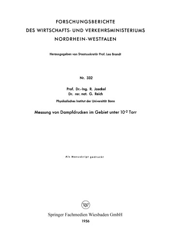 Messung von Dampfdrucken im Gebiet unter 10−2 Torr