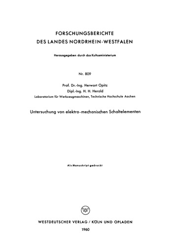 Untersuchung von elektro-mechanischen Schaltelementen