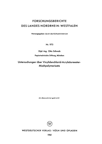 Untersuchungen über Vinylidenchlorid-Acrylsäureester-Mischpolymerisate