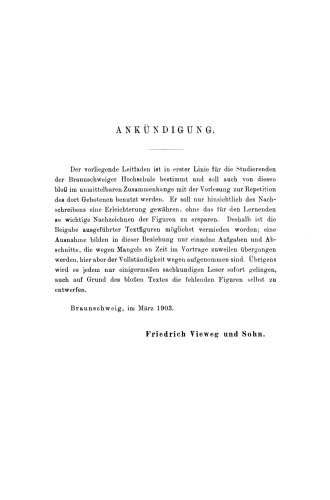 Leitfaden für die Vorlesungen über Darstellende Geometrie an der Herzoglichen Technischen Hochschule zu Braunschweig