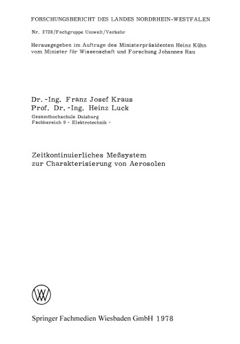 Zeitkontinuierliches Meßsystem zur Charakterisierung von Aerosolen