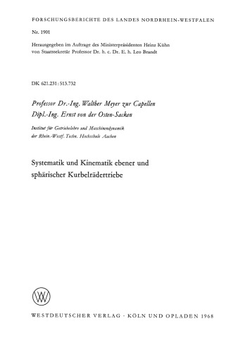 Systematik und Kinematik ebener und sphärischer Kurbelrädertriebe