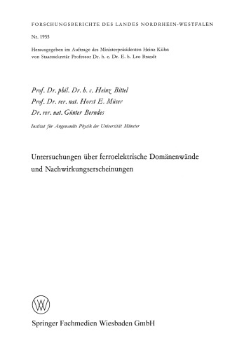 Untersuchungen über ferroelektrische Domänenwände und Nachwirkungserscheinungen