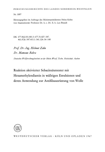 Reaktion aktivierter Sebacinsäureester mit Hexamethylendiamin in wäßrigen Emulsionen und deren Anwendung zur Antifilzausrüstung von Wolle