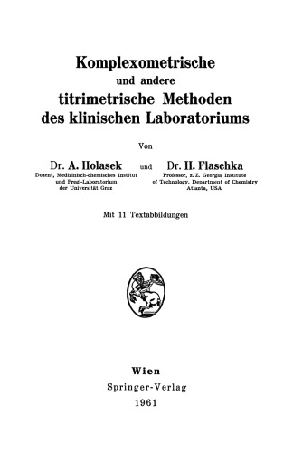 Komplexometrische und andere titrimetrische Methoden des klinischen Laboratoriums