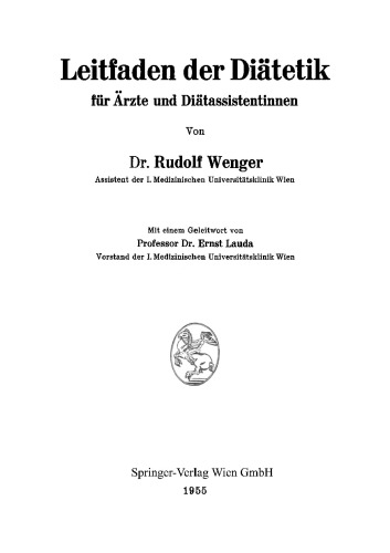 Leitfaden der Diätetik für Ärzte und Diätassistentinnen