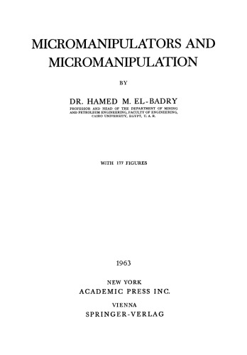 Micromanipulators and Micromanipulation