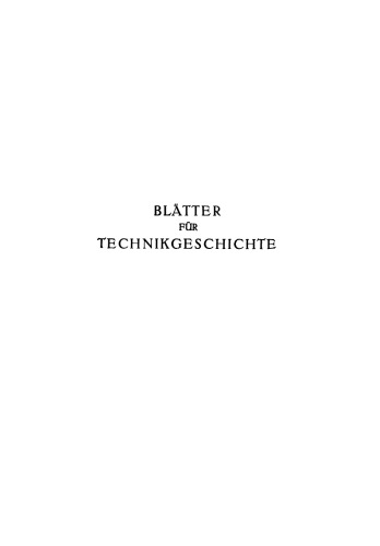 Blätter für Technikgeschichte: Siebenundzwanzigstes Heft