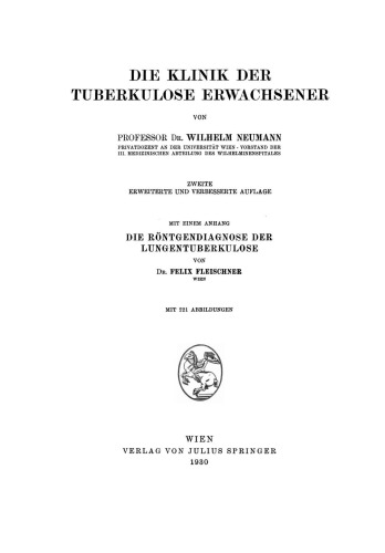 Die Klinik der Tuberkulose Erwachsener