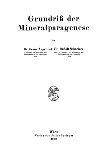 Grundriß der Mineralparagenese