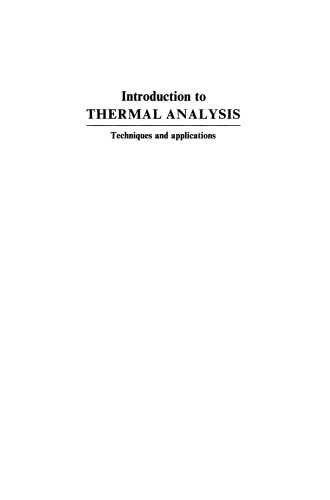 Introduction to Thermal Analysis: Techniques and applications