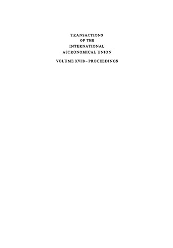 Transactions of the International Astronomical Union: Proceedings of the Sixteenth General Assembly Grenoble 1976