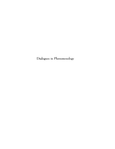 Dialogues in Phenomenology