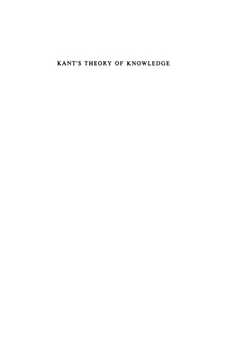 Kant’s Theory of Knowledge: Selected Papers from the Third International Kant Congress