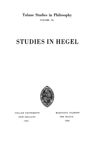 Studies in Hegel