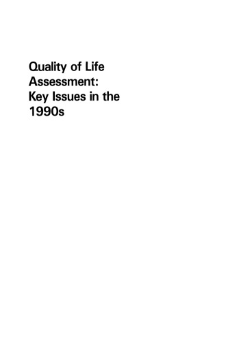 Quality of Life Assessment: Key Issues in the 1990s