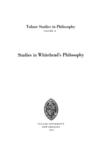 Studies in Whitehead’s Philosophy