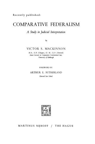 Comparative Federalism: A Study in Judicial Interpretation