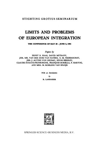 Limits and Problems of European Integration: The Conference of May 30 – June 2, 1961