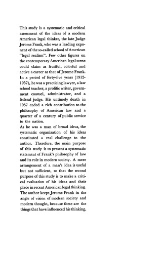 The Legal Realism of Jerome N. Frank: A Study of Fact-Skepticism and the Judicial Process